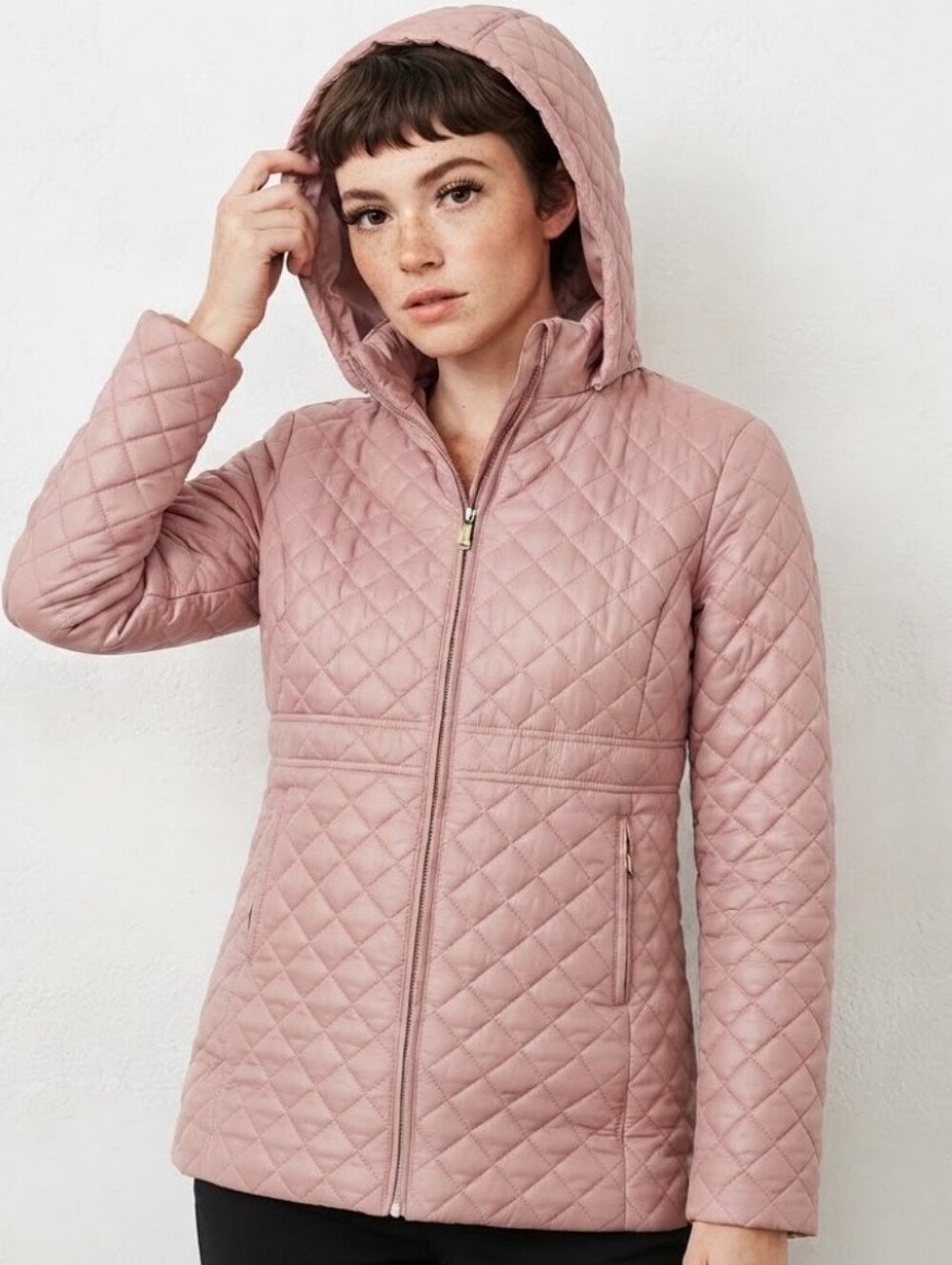 Kate Spade Quilted Puffer Jacket Pea Coat Medium Pastel Pink Baby Pink